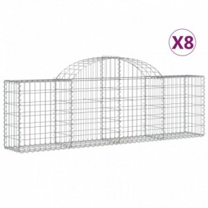 8 db íves horganyzott vas gabion kosár 200x30x60|80 cm