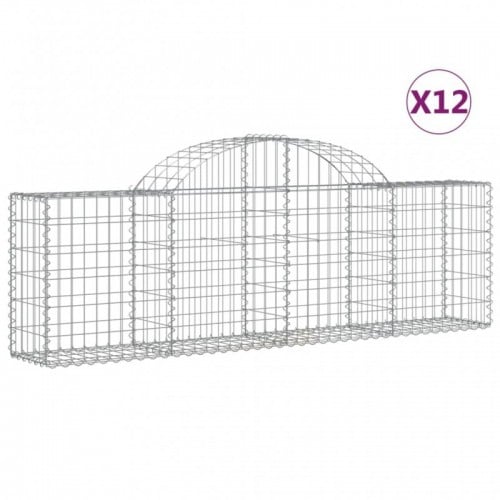 12 db íves horganyzott vas gabion kosár 200x30x60|80 cm