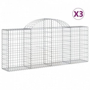 3 db íves horganyzott vas gabion kosár 200x30x80|100 cm