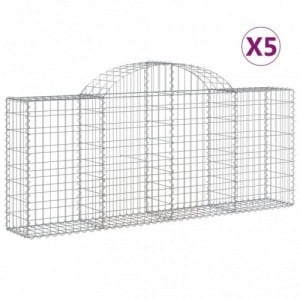 5 db íves horganyzott vas gabion kosár 200x30x80|100 cm