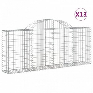 13 db íves horganyzott vas gabion kosár 200x30x80|100 cm