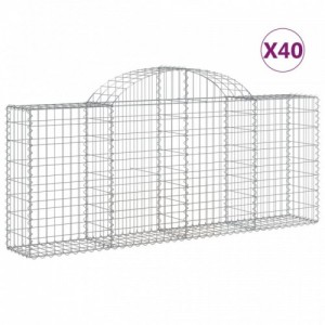 40 db íves horganyzott vas gabion kosár 200x30x80|100 cm