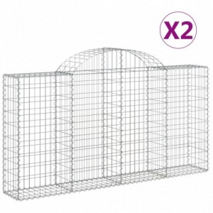 2 db íves horganyzott vas gabion kosár 200x30x100|120 cm