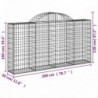 2 db íves horganyzott vas gabion kosár 200x30x100|120 cm