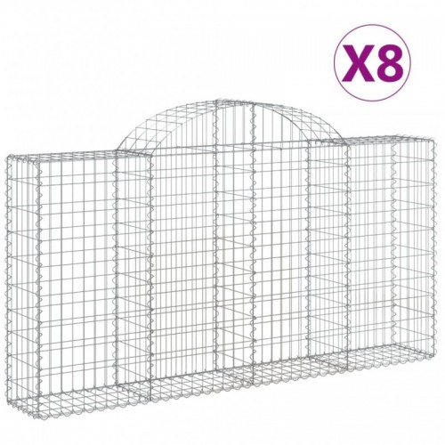 8 db íves horganyzott vas gabion kosár 200x30x100|120 cm