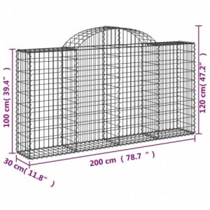 8 db íves horganyzott vas gabion kosár 200x30x100|120 cm