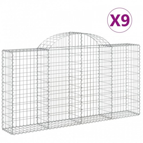 9 db íves horganyzott vas gabion kosár 200x30x100|120 cm