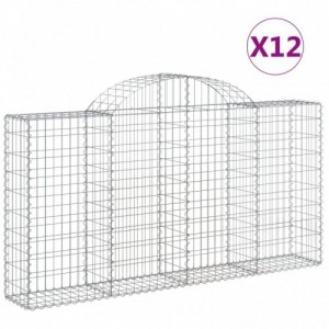 12 db íves horganyzott vas gabion kosár 200x30x100|120 cm