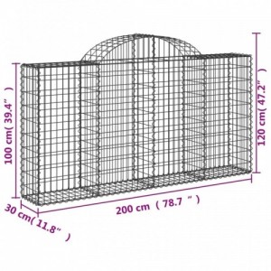 18 db íves horganyzott vas gabion kosár 200x30x100|120 cm