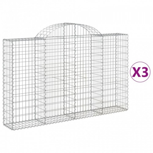 3 db íves horganyzott vas gabion kosár 200x30x120|140 cm