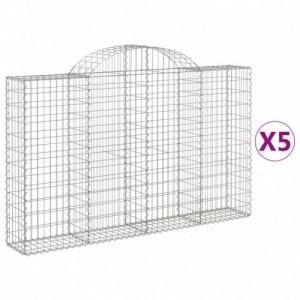 5 db íves horganyzott vas gabion kosár 200x30x120|140 cm