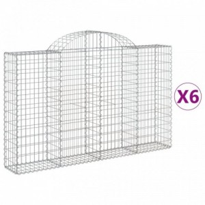 6 db íves horganyzott vas gabion kosár 200x30x120|140 cm