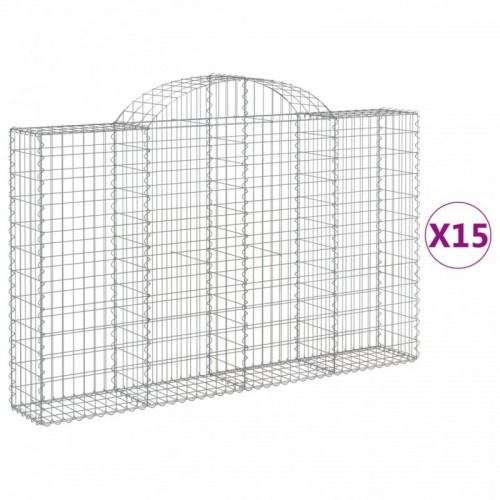 15 db íves horganyzott vas gabion kosár 200x30x120|140 cm