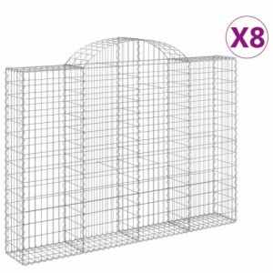 8 db íves horganyzott vas gabion kosár 200x30x140|160 cm