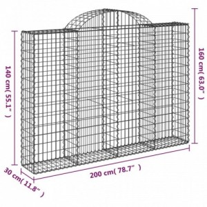 12 db íves horganyzott vas gabion kosár 200x30x140|160 cm