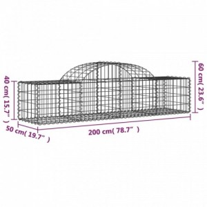 3 db íves horganyzott vas gabion kosár 200x50x40|60 cm