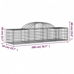 10 db íves horganyzott vas gabion kosár 200x50x40|60 cm