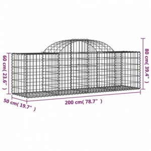 4 db íves horganyzott vas gabion kosár 200x50x60|80 cm