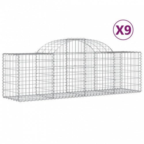 9 db íves horganyzott vas gabion kosár 200x50x60|80 cm