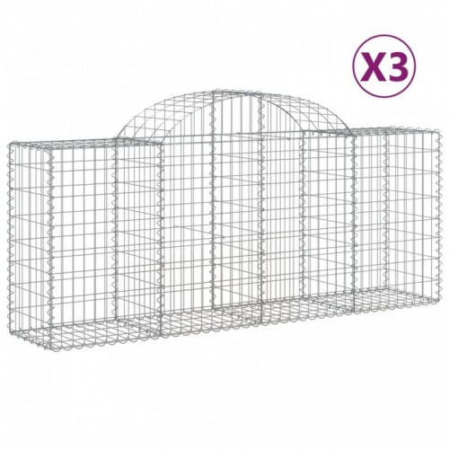 3 db íves horganyzott vas gabion kosár 200x50x80|100 cm