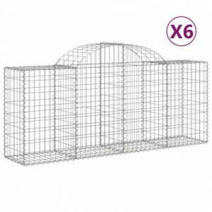 6 db íves horganyzott vas gabion kosár 200x50x80|100 cm