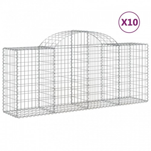 10 db íves horganyzott vas gabion kosár 200x50x80|100 cm