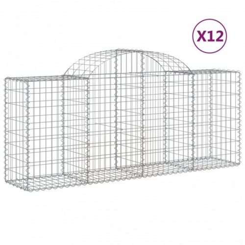 12 db íves horganyzott vas gabion kosár 200x50x80|100 cm