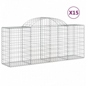 15 db íves horganyzott vas gabion kosár 200x50x80|100 cm