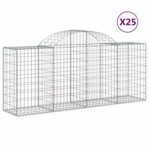 25 db íves horganyzott vas gabion kosár 200x50x80|100 cm