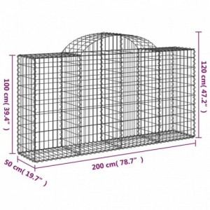 12 db íves horganyzott vas gabion kosár 200x50x100|120 cm