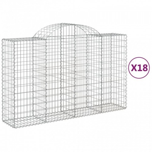 18 db íves horganyzott vas gabion kosár 200x50x120|140 cm