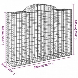 5 db íves horganyzott vas gabion kosár 200x50x140|160 cm