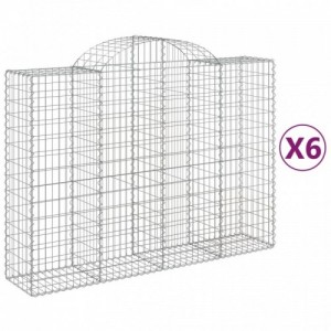 6 db íves horganyzott vas gabion kosár 200x50x140|160 cm