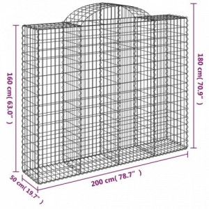 2 db íves horganyzott vas gabion kosár 200x50x160|180 cm