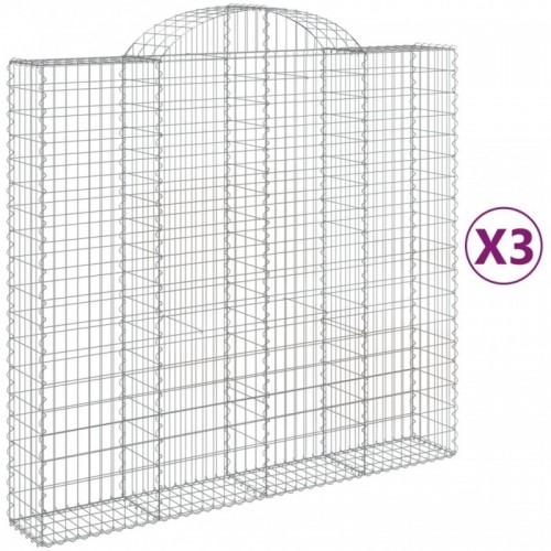 3 db íves horganyzott vas gabion kosár 200x50x180|200 cm