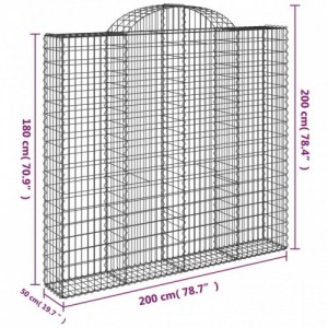 3 db íves horganyzott vas gabion kosár 200x50x180|200 cm