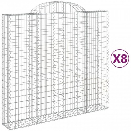 8 db íves horganyzott vas gabion kosár 200x50x180|200 cm