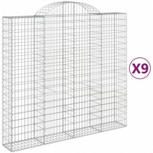 9 db íves horganyzott vas gabion kosár 200x50x180|200 cm