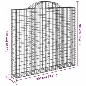 12 db íves horganyzott vas gabion kosár 200x50x180|200 cm