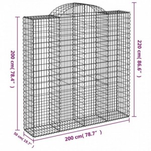 2 db íves horganyzott vas gabion kosár 200x50x200|220 cm