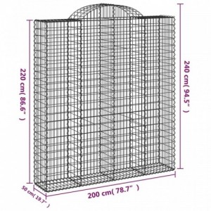 4 db íves horganyzott vas gabion kosár 200x50x220|240 cm