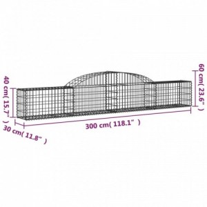 6 db íves horganyzott vas gabion kosár 300x30x40|60 cm