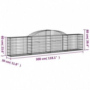 2 db íves horganyzott vas gabion kosár 300x30x60|80 cm