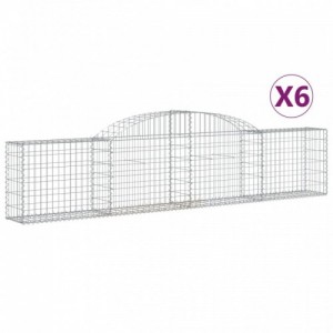 6 db íves horganyzott vas gabion kosár 300x30x60|80 cm