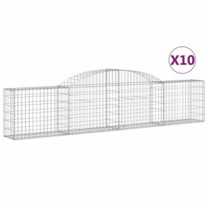 10 db íves horganyzott vas gabion kosár 300x30x60|80 cm