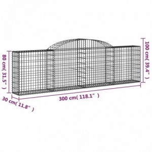 2 db íves horganyzott vas gabion kosár 300x30x80|100 cm