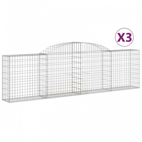 3 db íves horganyzott vas gabion kosár 300x30x80|100 cm