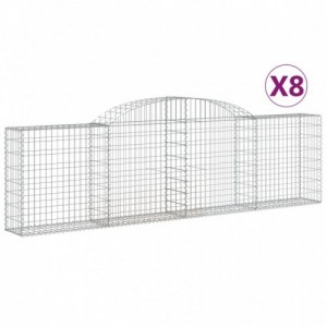 8 db íves horganyzott vas gabion kosár 300x30x80|100 cm