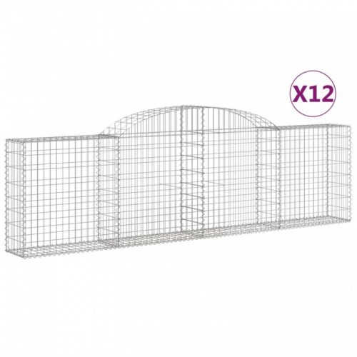 12 db íves horganyzott vas gabion kosár 300x30x80|100 cm