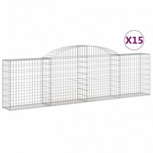 15 db íves horganyzott vas gabion kosár 300x30x80|100 cm